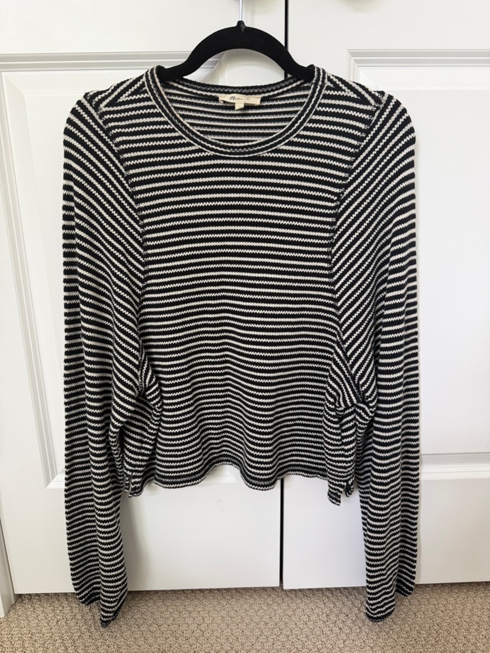 Madewell Black and White Striped Long-Sleeve Crew Tee
